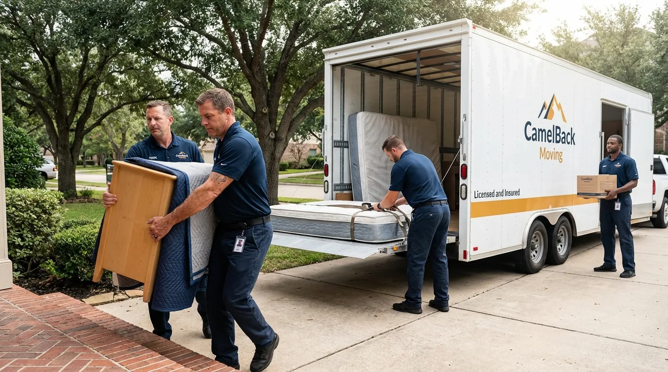 Crew loading residential truck for cross-state move from Sioux City, IA