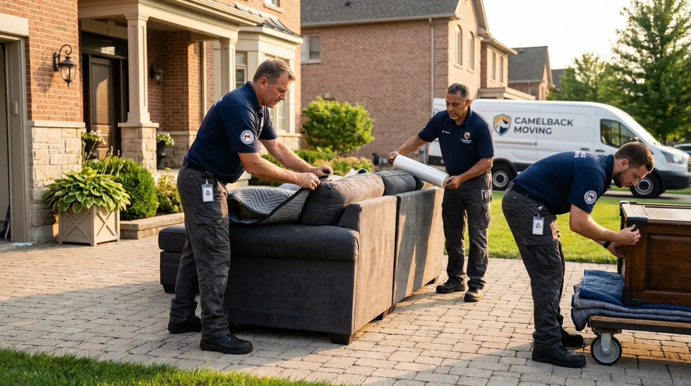 Large estate moving crew wrapping furniture in Sioux City, IA