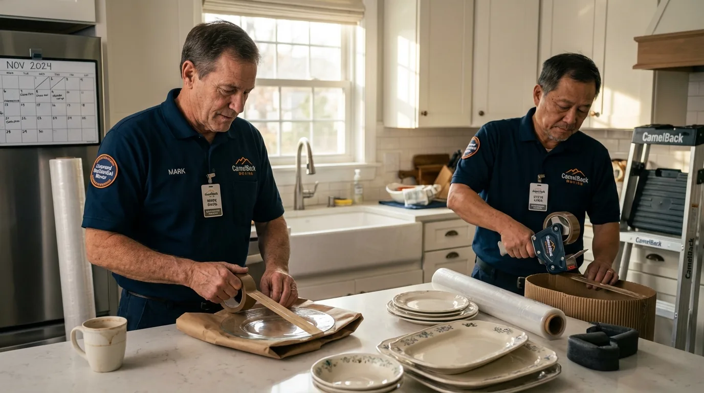 Professional crew packing kitchen dishware in Sioux City, IA
